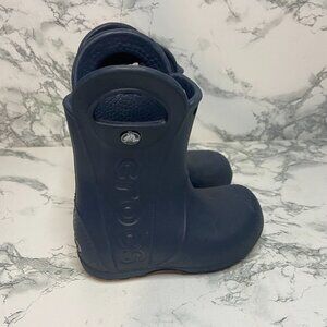 Crocs Toddler Size 7 Handle It Rain Boot Navy Waterproof Pull On Rubber Shoe